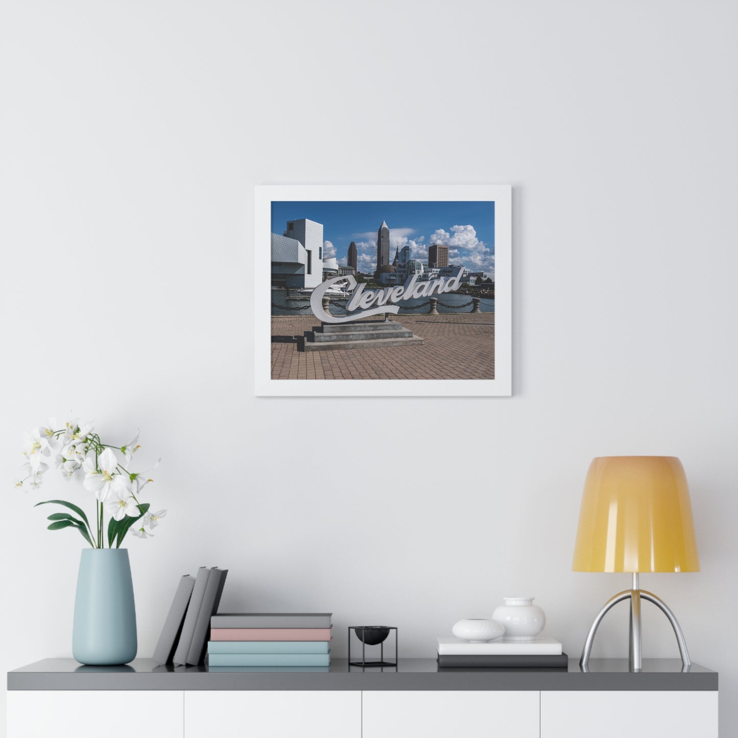 Cleveland Script Skyline Framed Poster Art