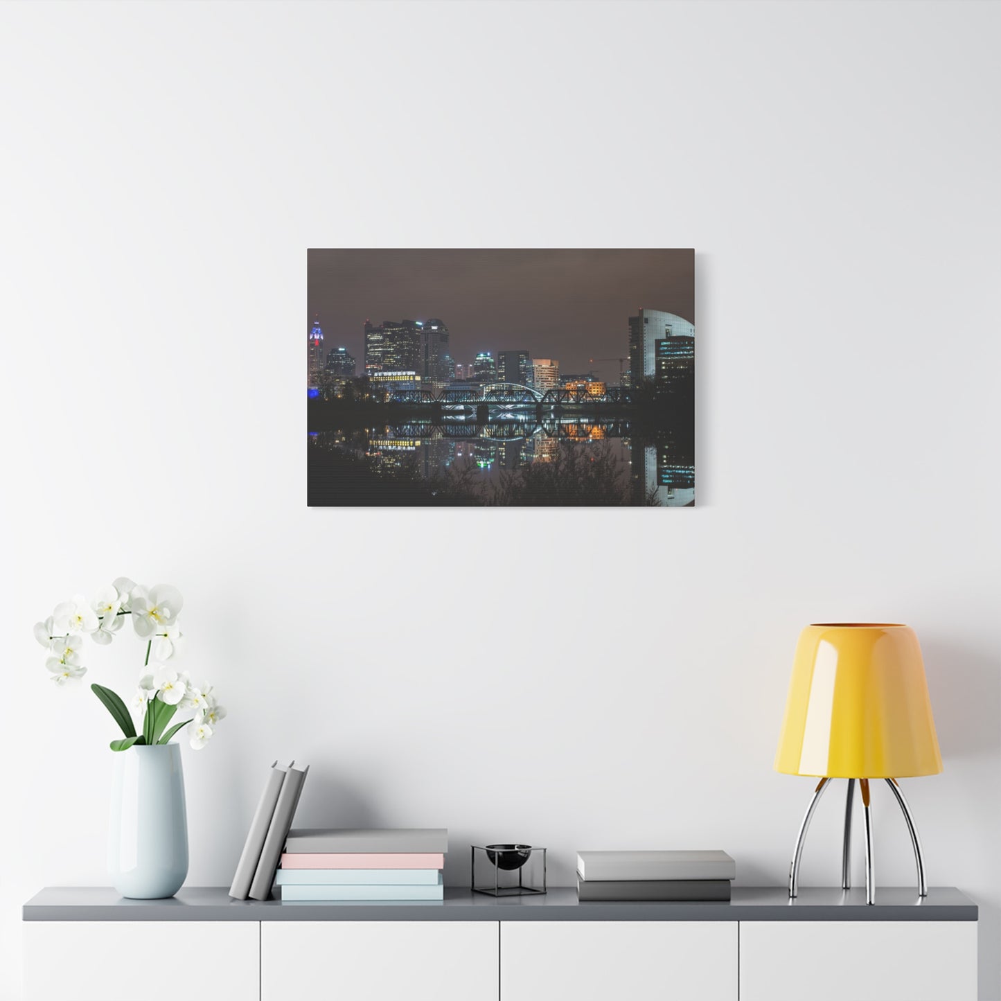 Columbus Ohio Skyline Night Time Canvas Art