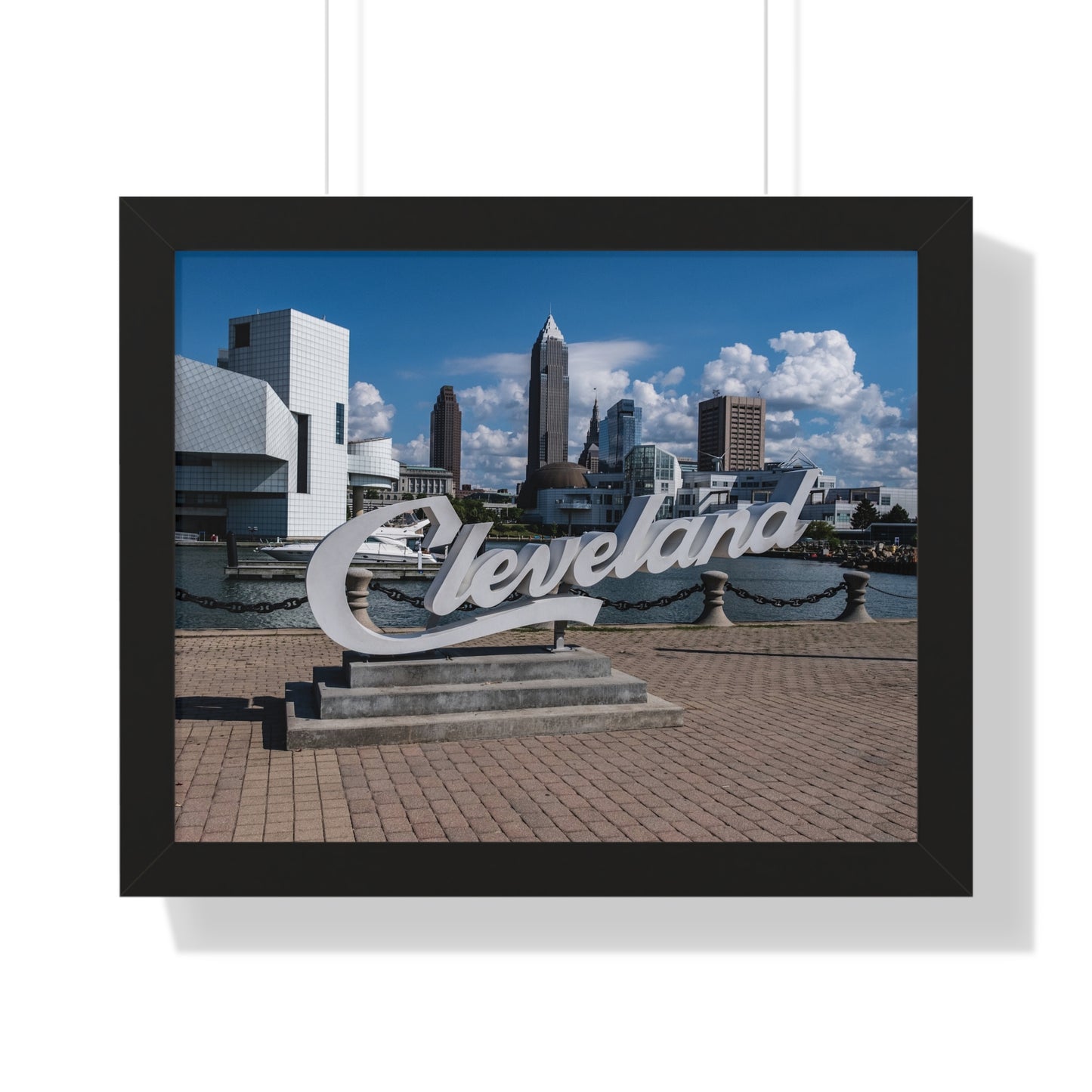 Cleveland Script Skyline Framed Poster Art