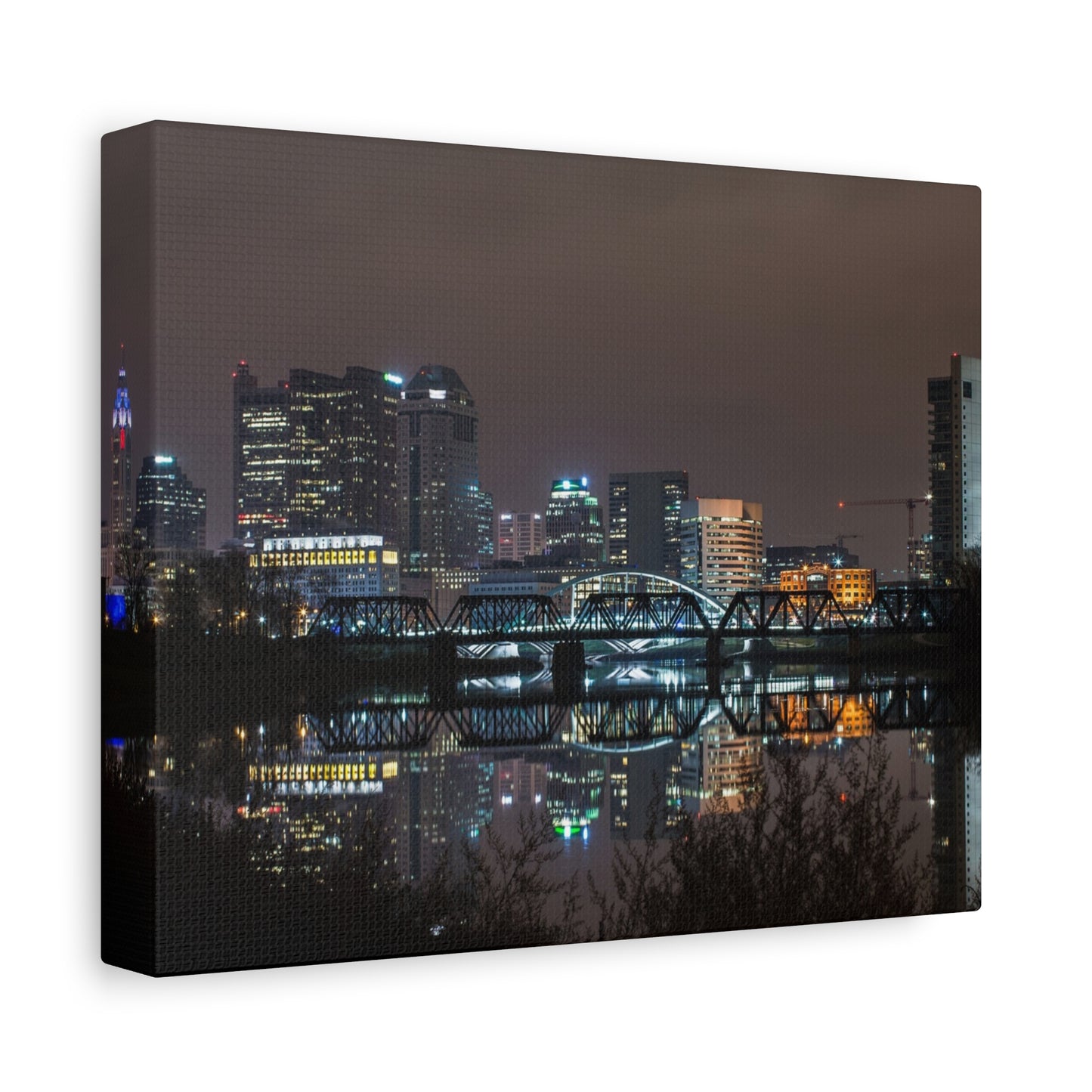Columbus Ohio Skyline Night Time Canvas Art