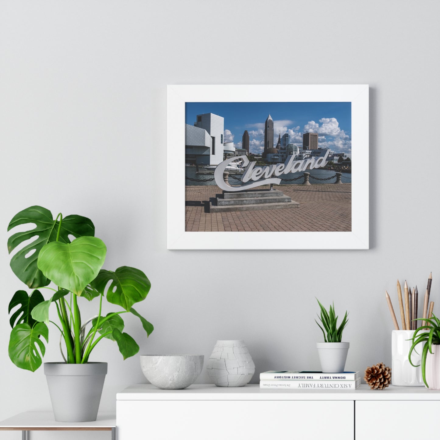 Cleveland Script Skyline Framed Poster Art