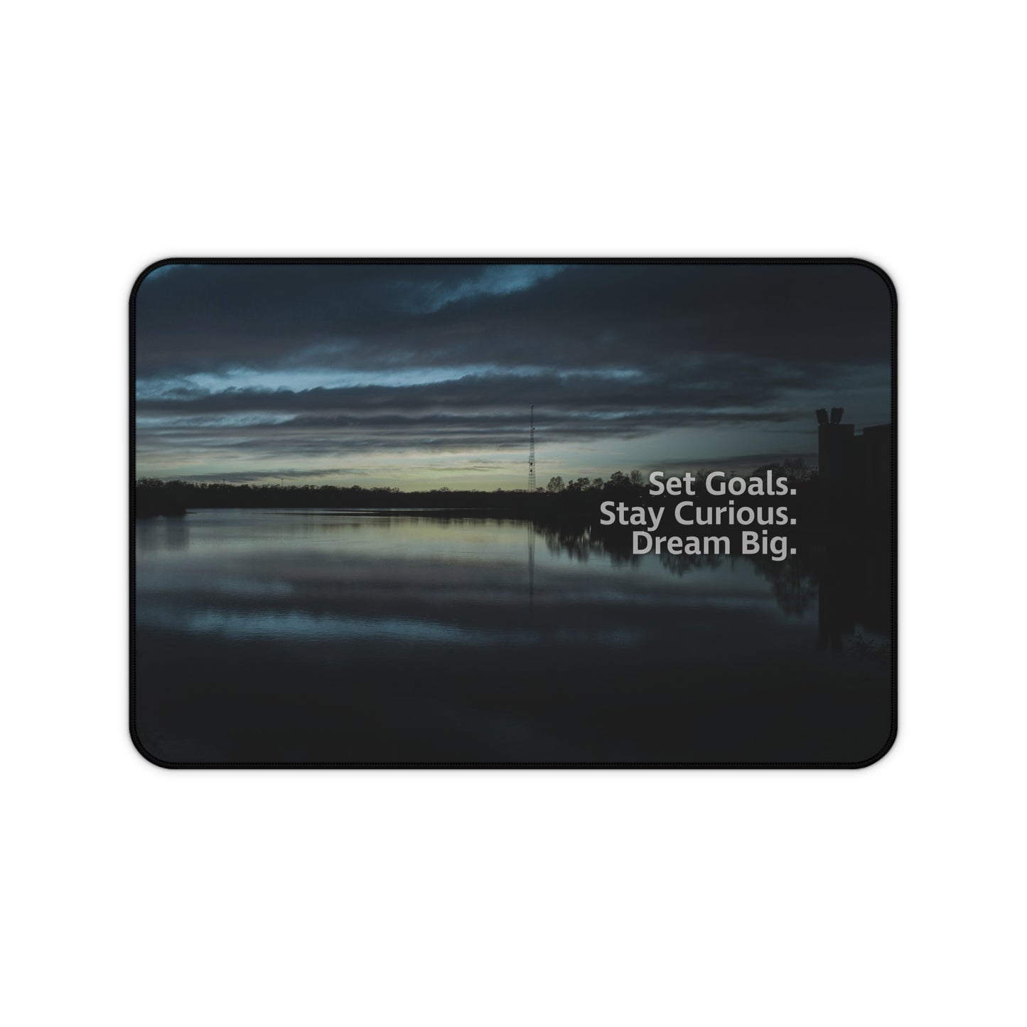 Blue Set Goals, Stay Curious, Dream Big Desk Mouse Mat