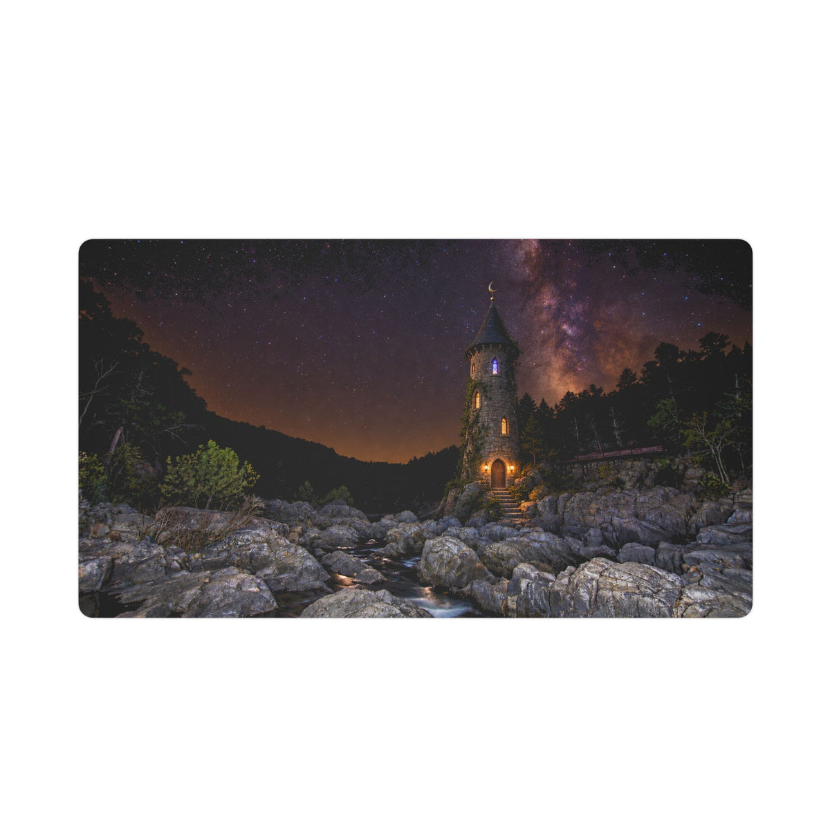 Wizard's Tower Night Sky Desk Gaming Mat
