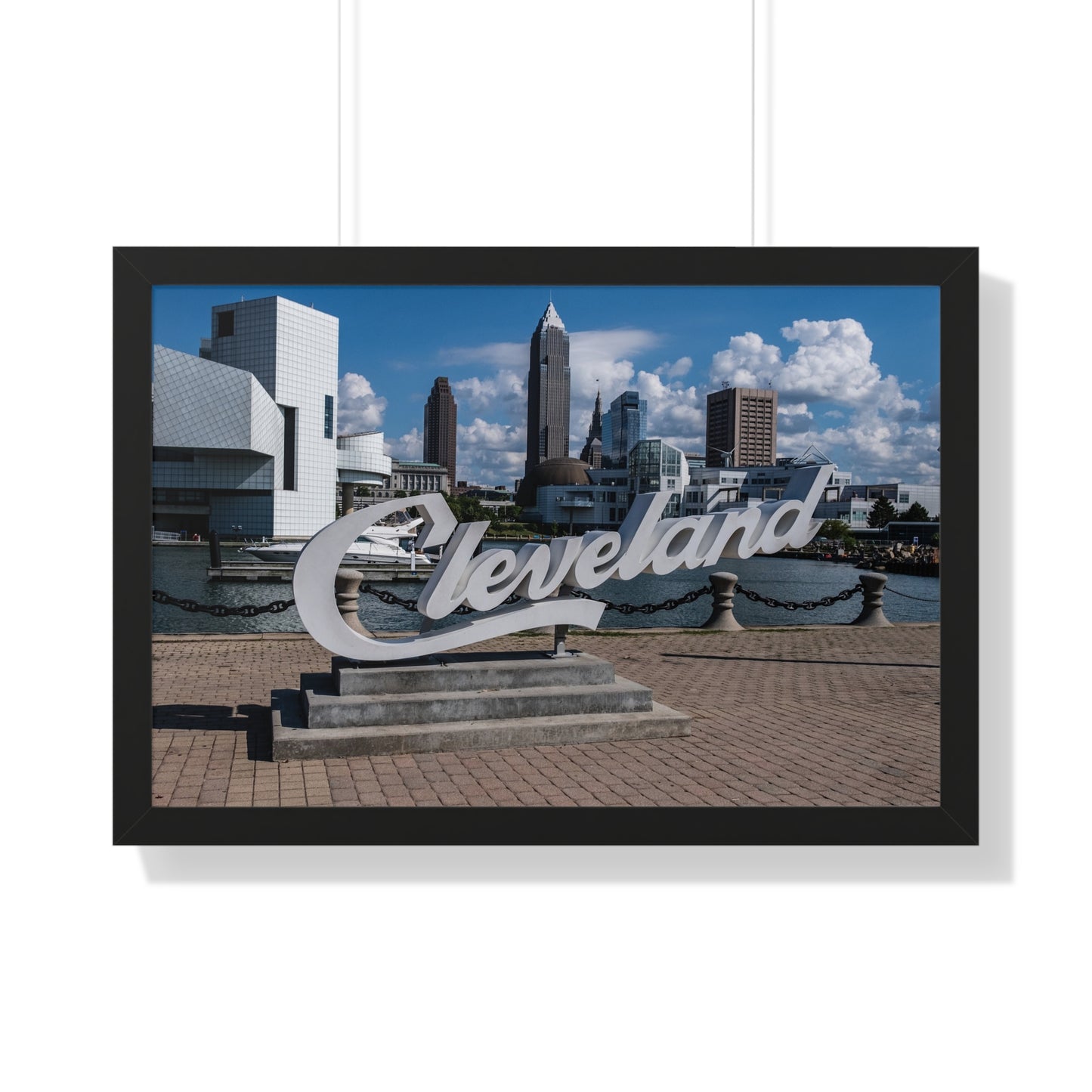 Cleveland Script Skyline Framed Poster Art