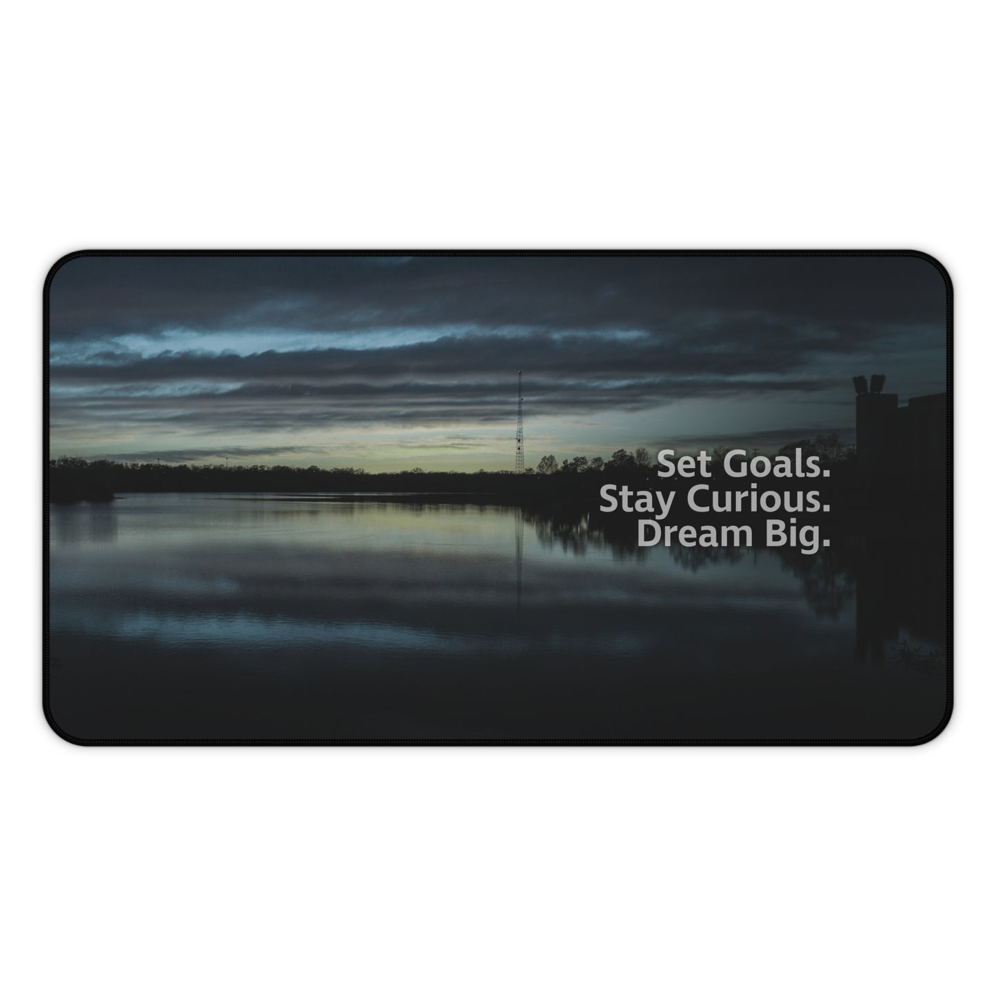 Blue Set Goals, Stay Curious, Dream Big Desk Mouse Mat