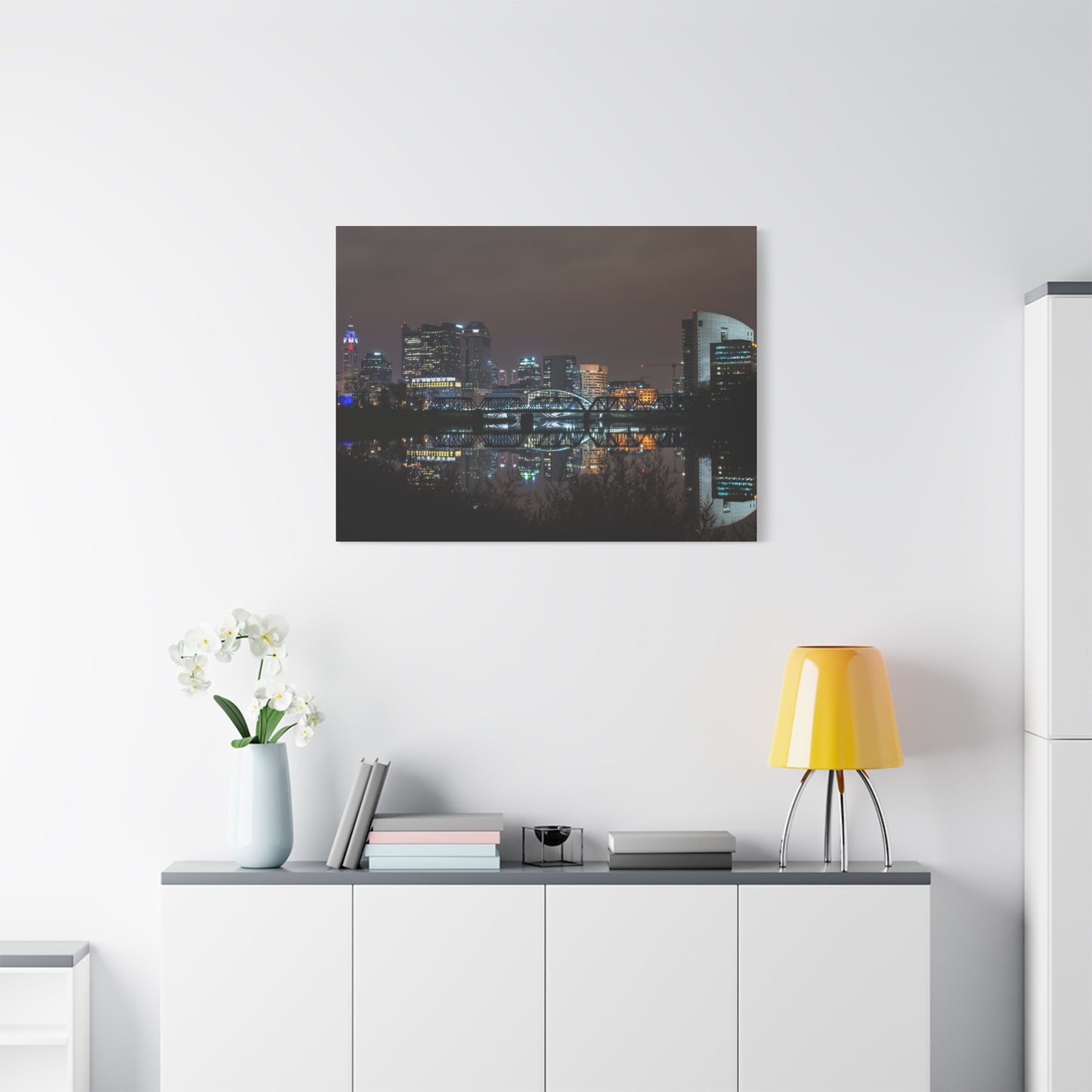 Columbus Ohio Skyline Night Time Canvas Art