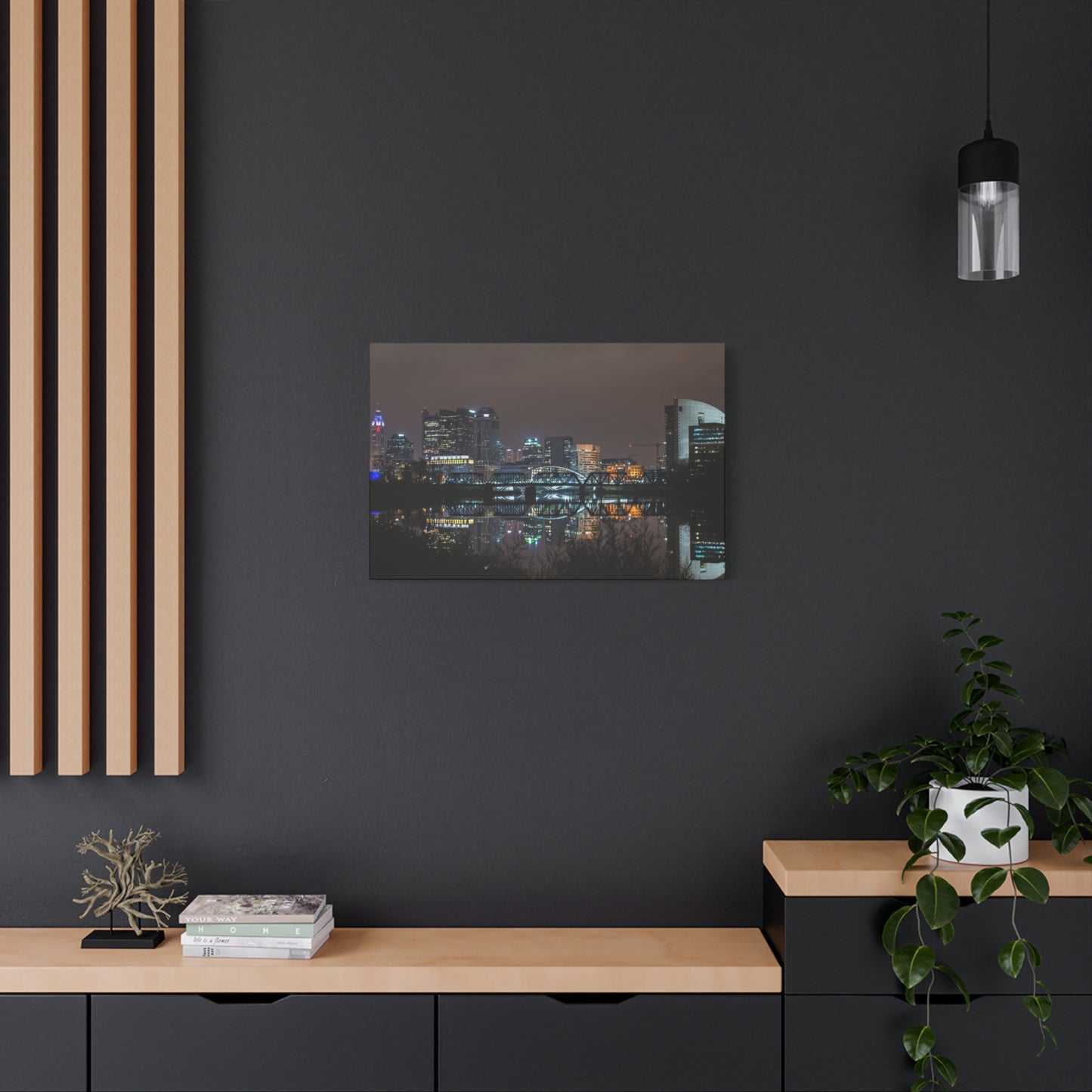 Columbus Ohio Skyline Night Time Canvas Art