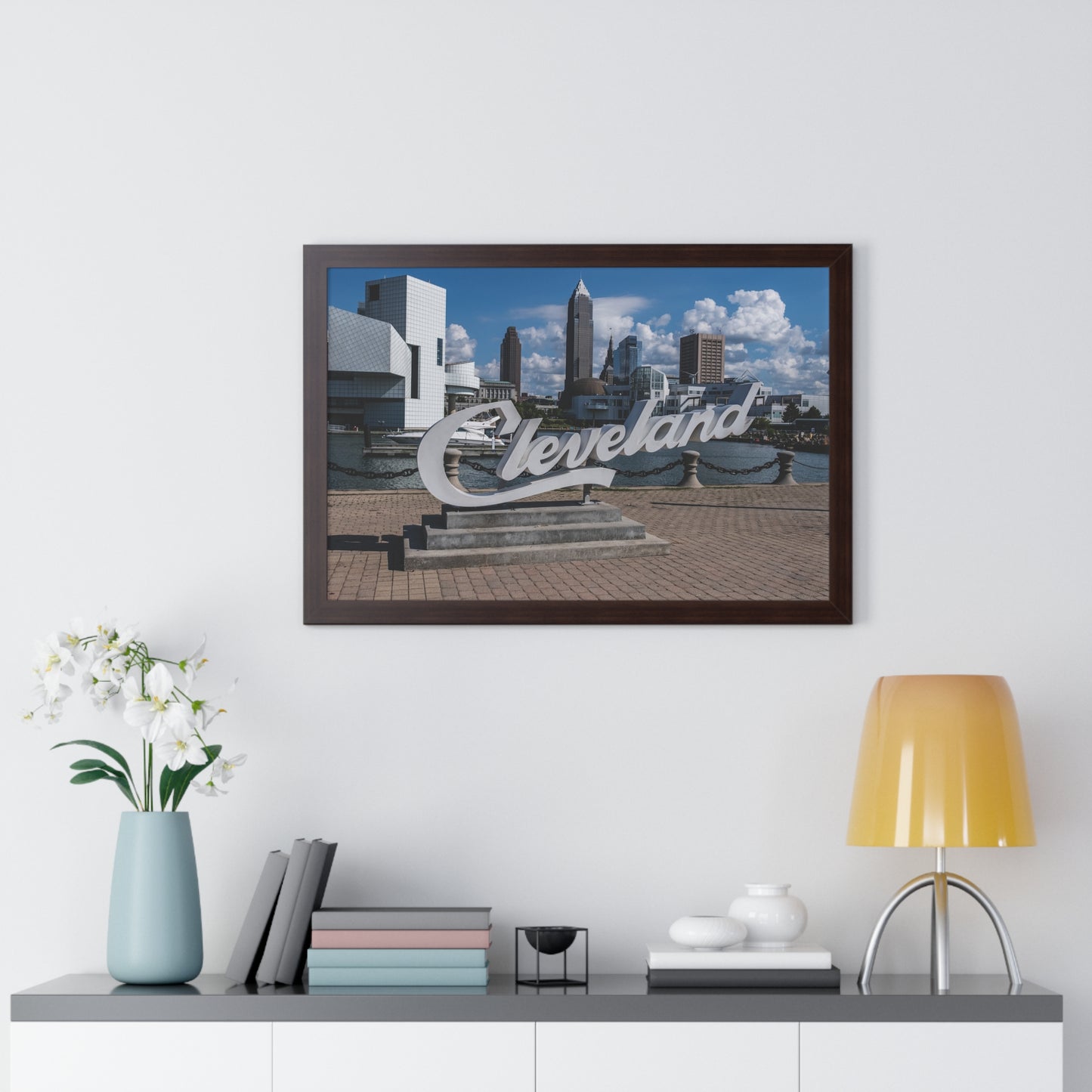 Cleveland Script Skyline Framed Poster Art