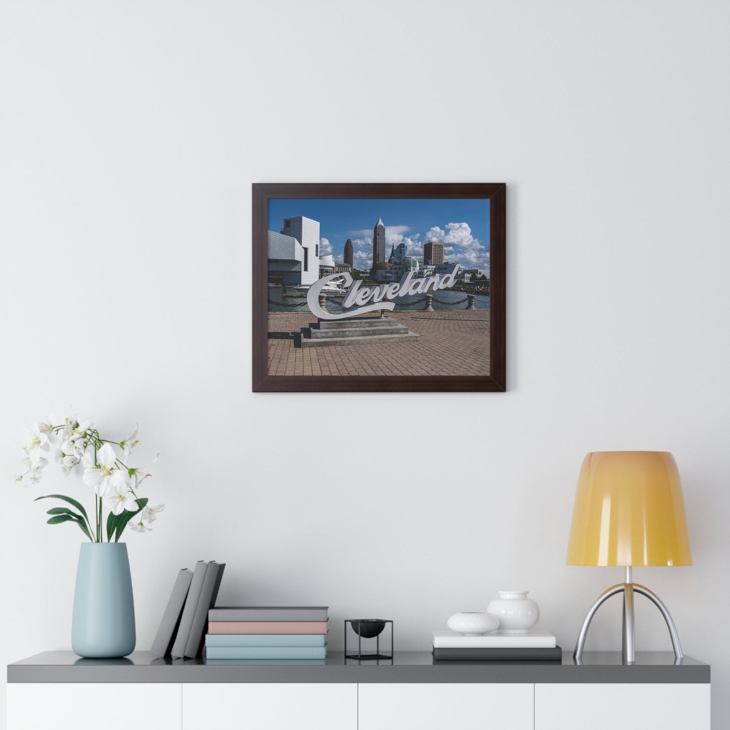 Cleveland Script Skyline Framed Poster Art