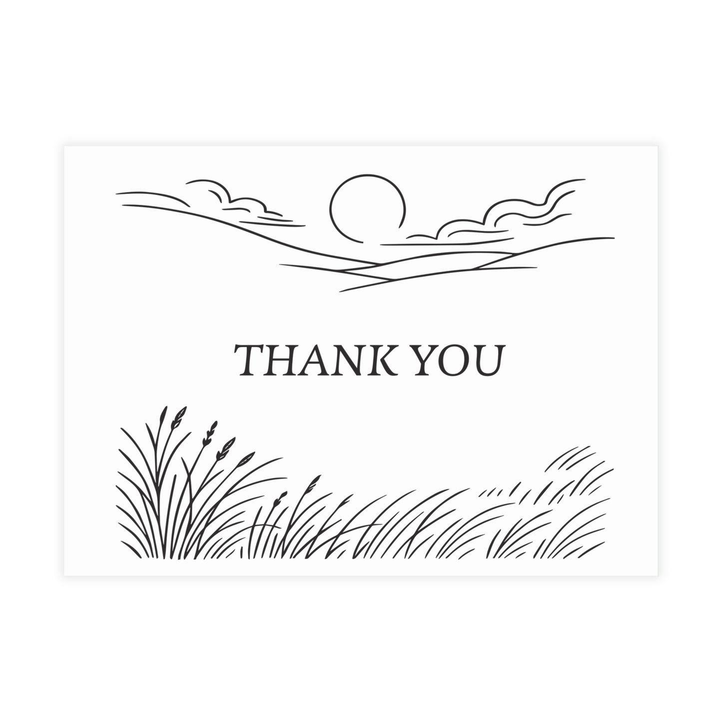 Prarie Grass Thank You Postcard Bundle with Envelopes
