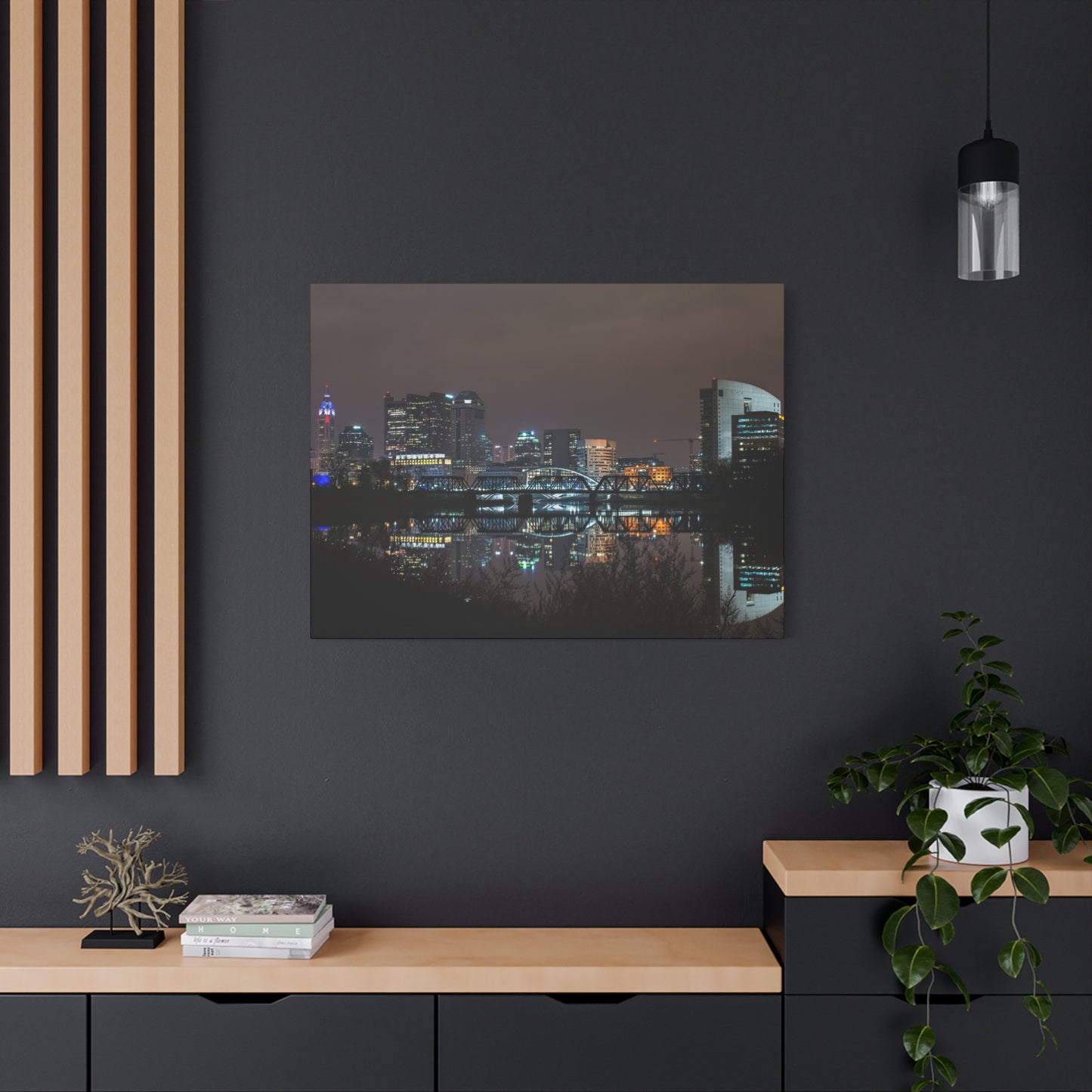 Columbus Ohio Skyline Night Time Canvas Art