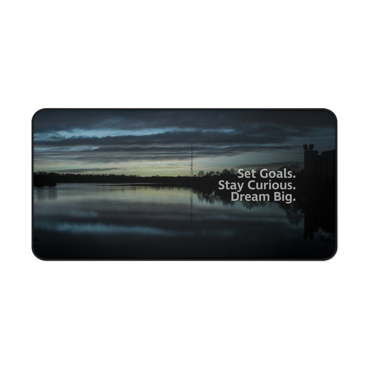 Blue Set Goals, Stay Curious, Dream Big Desk Mouse Mat