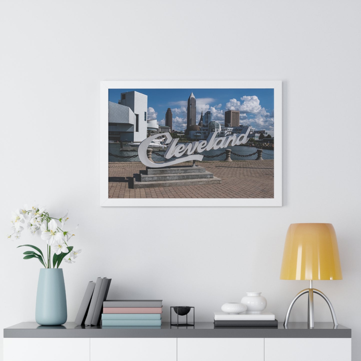 Cleveland Script Skyline Framed Poster Art