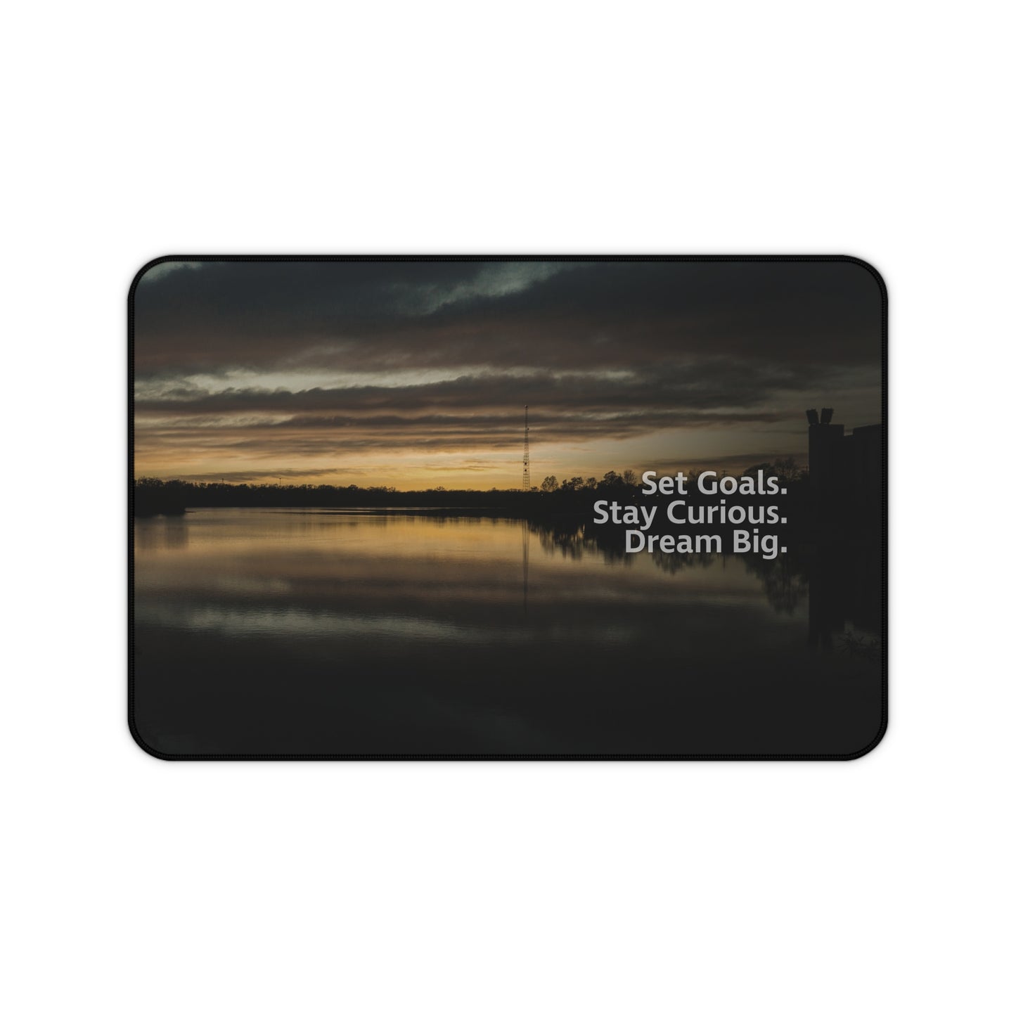 Yellow Set Goals Stay Curious Dream Big Desk Mat