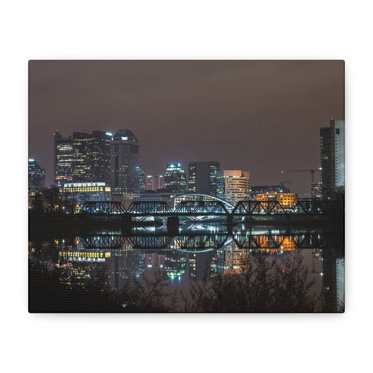 Columbus Ohio Skyline Night Time Canvas Art
