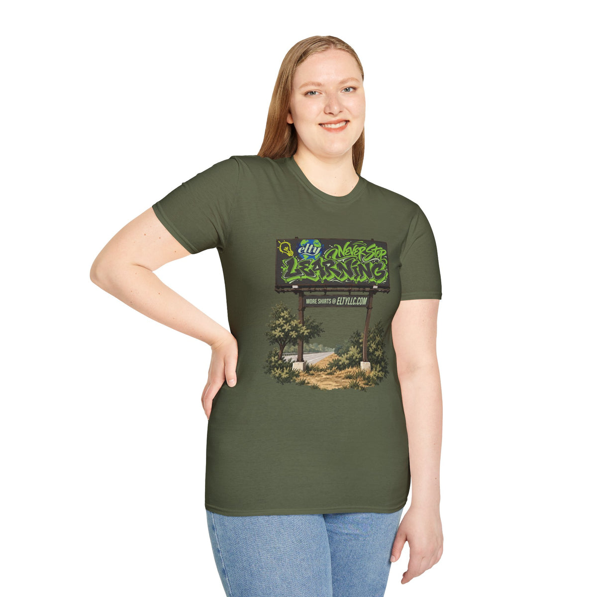 Never Stop Learning Billboard T-Shirt
