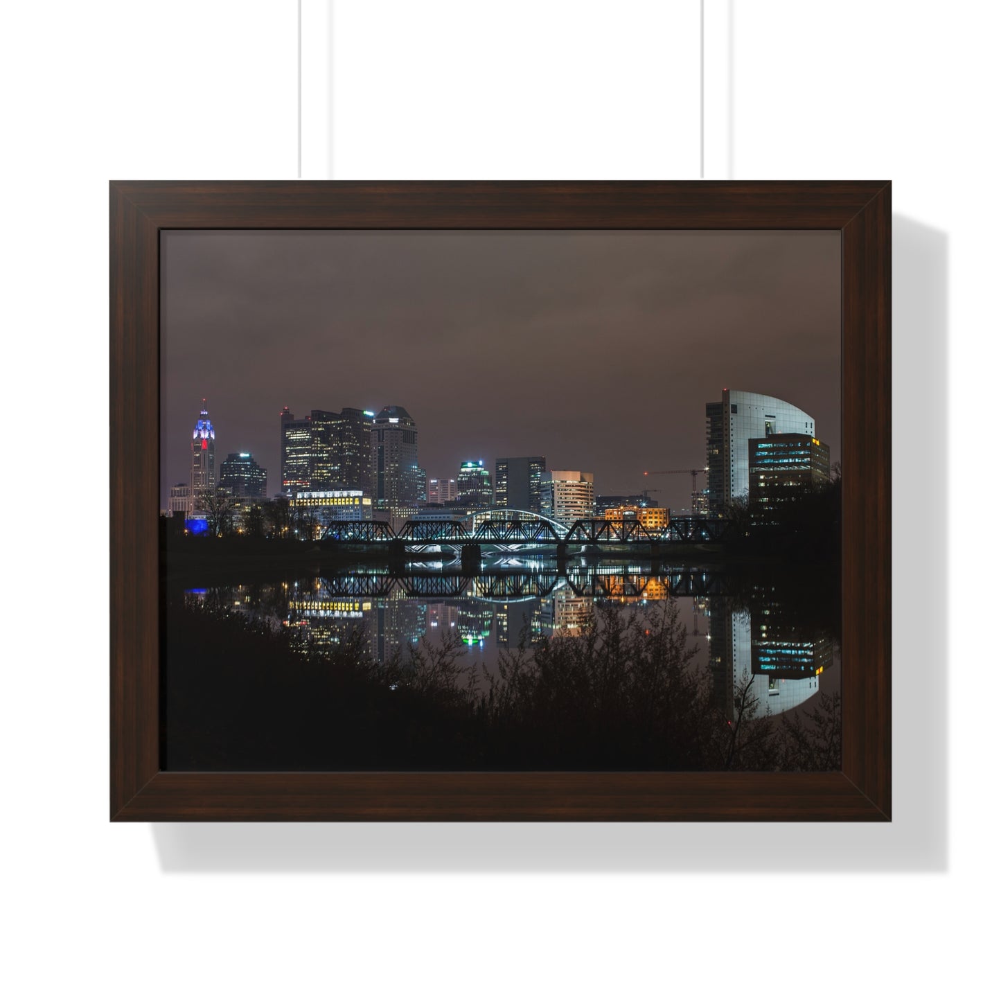 Columbus Skyline Night Time Framed Poster