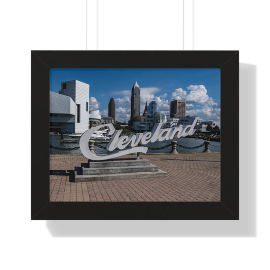 Cleveland Script Skyline Framed Poster Art