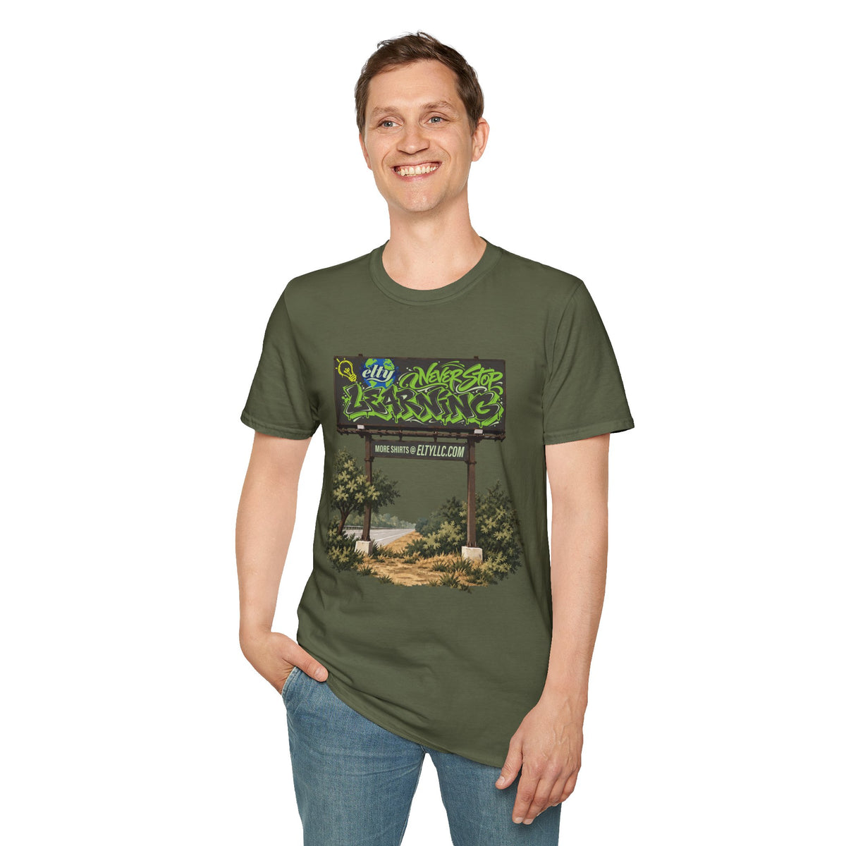 Never Stop Learning Billboard T-Shirt
